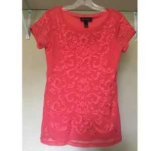 INC International Concepts Women's Top with attached Lining, Coral, Size Medium